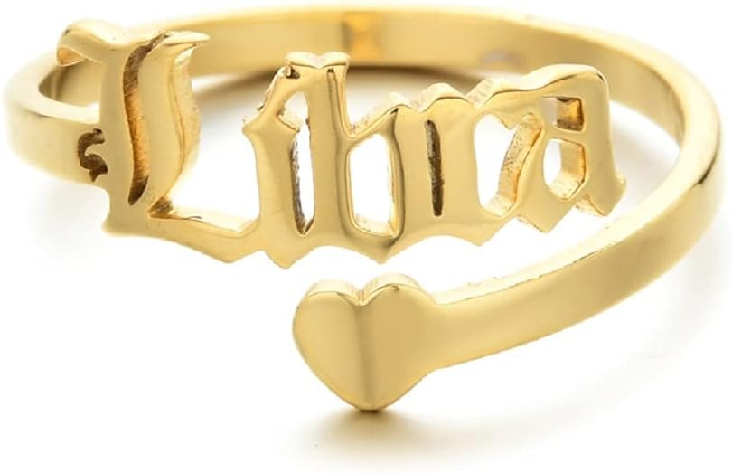 12 Zodiac Old English Letter Adjustable Stainless Steel Rings Gift for Women Dainty 12 Constellation Rings - Aries Ring for men