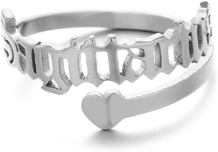 12 Zodiac Old English Letter Adjustable Stainless Steel Rings Gift for Women Dainty 12 Constellation Rings - Aries Ring for men