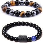 CSIYANJRY99 Zodiac Bracelets for Men Women Zodiac Sign 12 Constellation Horoscope Bracelet 8mm Natural Obsidian Hematite Onyx Tiger Eye Beads Stretch Bracelet - Pisces for men