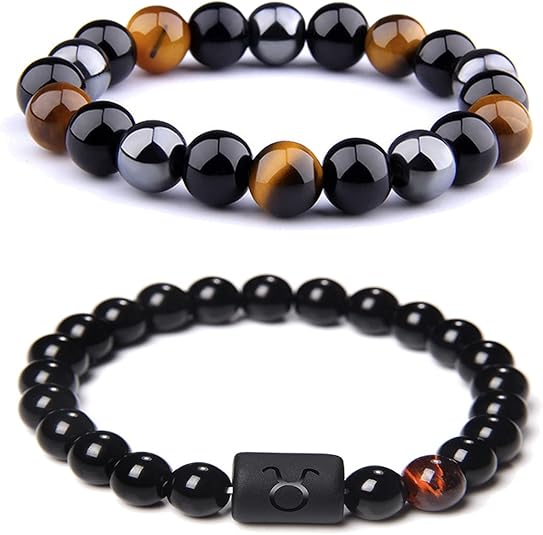 CSIYANJRY99 Zodiac Bracelets for Men Women Zodiac Sign 12 Constellation Horoscope Bracelet 8mm Natural Obsidian Hematite Onyx Tiger Eye Beads Stretch Bracelet - Taurus Products for men