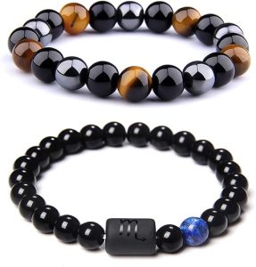 CSIYANJRY99 Zodiac Bracelets for Men Women Zodiac Sign 12 Constellation Horoscope Bracelet 8mm Natural Obsidian Hematite Onyx Tiger Eye Beads Stretch Bracelet - Scorpio Accessories for men