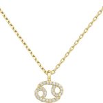 PAVOI 14K Gold Plated Cubic Zirconia Astrology Necklaces for Women - Zodiac Pendant Jewelry Gifts - Zodiac Sign Pendant Necklaces - Cancer Car Accessories for men