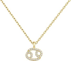 PAVOI 14K Gold Plated Cubic Zirconia Astrology Necklaces for Women - Zodiac Pendant Jewelry Gifts - Zodiac Sign Pendant Necklaces - Cancer Car Accessories for men