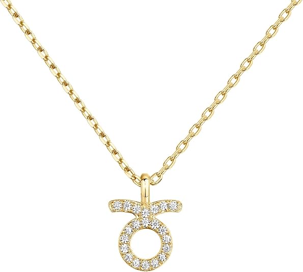PAVOI 14K Gold Plated Cubic Zirconia Astrology Necklaces for Women - Zodiac Pendant Jewelry Gifts - Zodiac Sign Pendant Necklaces - Taurus Products for men
