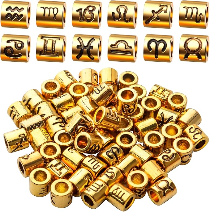 Hmjpng 60pcs Zodiac Signs Alloy Constellation Spacer Beads for Bracelet Necklace Jewelry Making - Aries Bracelet for men