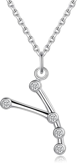 925 Sterling Silver Astrology Constellation Horoscope Zodiac Star Sign Pendant Necklace for Women - Aries Necklace for men