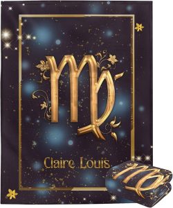 Personalized Throw Blanket, Blue Starry Sky Virgo Custom Blankets for Couch Bed 60x80 Inches, Super Soft Fleece Blanket with Your Name Birthday Wedding - Virgo Blanket for men
