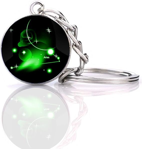 Zodiac 12 Constellation Glow In The Dark Creative Galaxy keychain - Aries Keychain for men