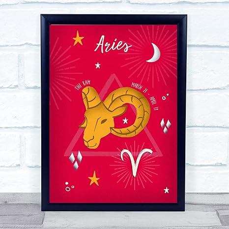Aries Zodiac Star Sign Symbol Bright Pink Wall Art Poster Print - Aries Poster for men