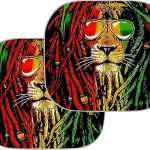 Windshield Sun Shade 2-Piece - Rasta Flag Lion Foldable Car Front Window Sunshade,Heat and Sun Prevention Visor Protector for Most Sedans SUV Truck - Aries Car Ornament for men