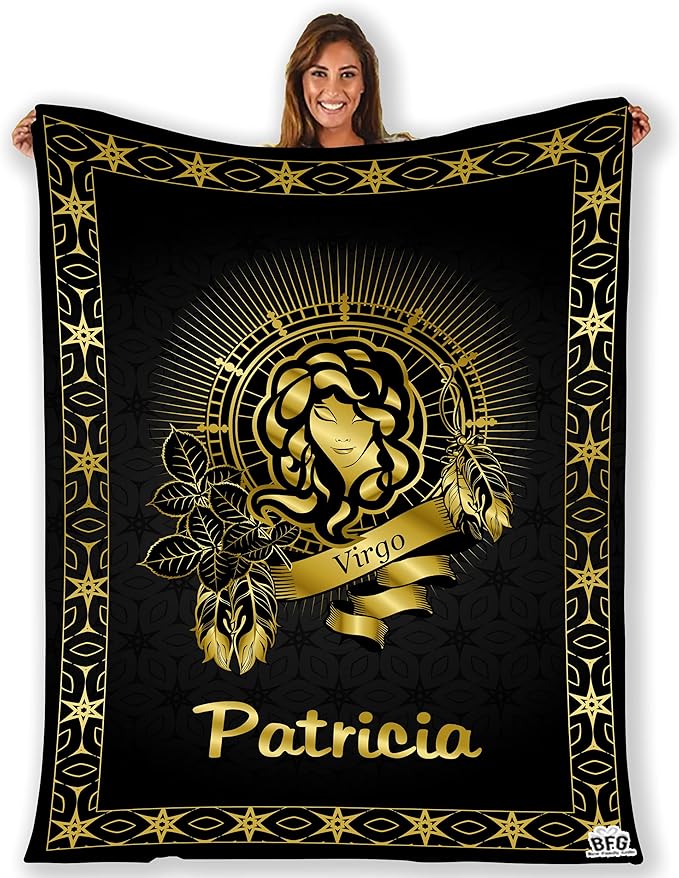 Blanket for Virgo, Customized Zodiac Blanket, with Custom Names, Horoscope Design, for Friends and Family, Birthday, Christmas, House Warming Gift, Super Soft and Warm Blanket - Virgo Blanket for men