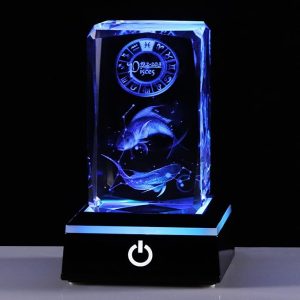 3D Crystals Pisces Zodiac Astrology Gifts For Women Men,Pisces Glass Figurine Decor Constellation Stuff February March Birthday Gifts For Girlfriend Woman Wife Keepsake Sign Symbolic: Confidence - Pisces for men