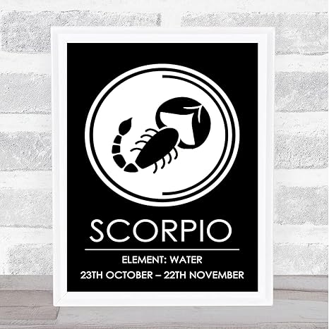 Zodiac Star Sign Black & White Element Scorpio Wall Art Print - Scorpio Canvas for men