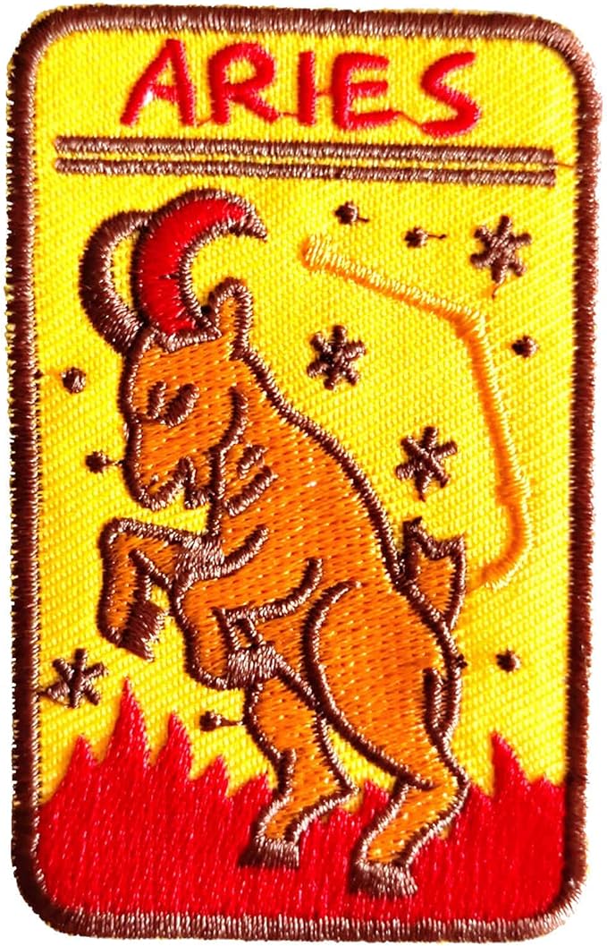 12 Sign of Zodiac Patch, Aries Constellation Emblem Iron Patch, Embroidered Sew On Patches for Kid's Bag T-Shirt Clothes Hats Backpack - Aries for men