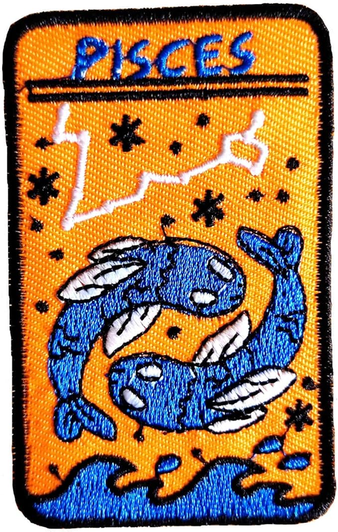 Signs of The Zodiac Pisces Iron On Patch, Embroidered Sew On Patches Badge Emblem for Hats Schoolbag T-Shirt Clothes - Pisces for men