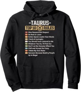 Zodiac Sign Funny Top 10 Rules Of Taurus Graphic Pullover Hoodie - Taurus for men