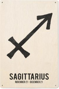 Lantern Press 6x9 Inch Wood Sign, Ready to Hang Wall Decor, Sagittarius, Astrology Zodiac Symbol, Ink Drawing - Sagittarius Home Decor for men