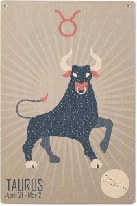 Lantern Press 6x9 Inch Wood Sign, Ready to Hang Wall Decor, Taurus, Woven Zodiac - Taurus Products for men