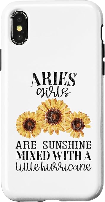 iPhone X/XS Sunflower Sunshine Aries Funny Zodiac Sign Girls Graphic Case - Aries Phone Case for men