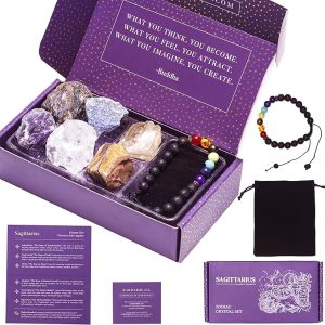 Sagittarius Gifts for Women - Sagittarius Crystal Healing Stone Gift Set - Zodiac Birthday Gifts - Astrology Gifts for Women - Horoscope Gifts - Crystal Gifts for Women - Sagittarius Home Decor for men