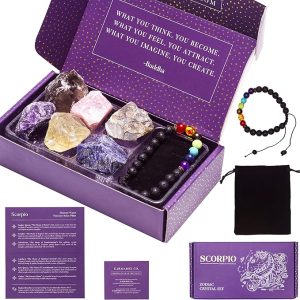 Scorpio Gifts Women - Scorpio Crystal Healing Stone Gift Set - 12 Zodiac Signs - Zodiac Gifts - Astrology Gifts for Women - Horoscope Gifts - Birthday Gifts for Women - Scorpio Products for men