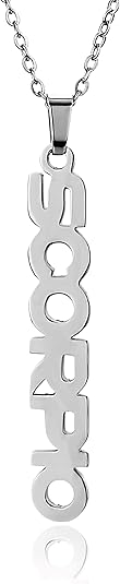 Zodiac Necklace for Women 18K Gold Plated 12 Constellation Pendant Silver Stainless Steel Jewelry Letter Astrology Sign Charms Personalized Gift for Mother and Daughter - Scorpio Accessories for men