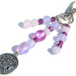 ZODIAC bag charm/CHOOSE your ASTROLOGICAL sign/personalized keyring clip/purple & fuchsia beaded rearview mirror ornament/gift for her - Pisces Car Accessories for men