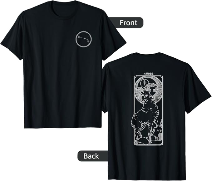 Aries Zodiac Front and Back Unique Design T-Shirt - Aries T-Shirt for men