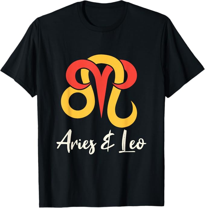 Aries and Leo Couple Zodiac Relationship Horoscope Men Women T-Shirt - Aries T-Shirt for men