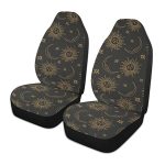 ALAZA Boho Bohemian Sun Moon Car Seat Covers Front Seats Only for Women Men Seat Covers w/Organizer Pocket for Cars SUV Truck Sedan, 2 pcs - Aquarius Car Seat Cover for men