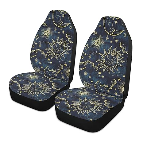 ALAZA Sun Moon Boho Cosmos Astrology Car Seat Covers Front Seats Only for Women Men Seat Covers w/Organizer Pocket for Cars SUV Truck Sedan, 2 pcs - Aries Car Seat Cover for men