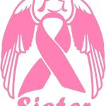Pnk Sister Angel Cancer Awareness Ribbon Decal Vinyl Sticker Graphics|UR Impressions|for Cars Trucks SUV Vans Motorhomes Motorcycles Walls Windows|Pink|5.5 X 4.3 inch|URI303-P - Cancer Car Accessories for men