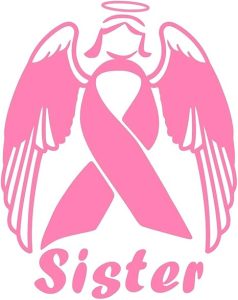 Pnk Sister Angel Cancer Awareness Ribbon Decal Vinyl Sticker Graphics|UR Impressions|for Cars Trucks SUV Vans Motorhomes Motorcycles Walls Windows|Pink|5.5 X 4.3 inch|URI303-P - Cancer Car Accessories for men