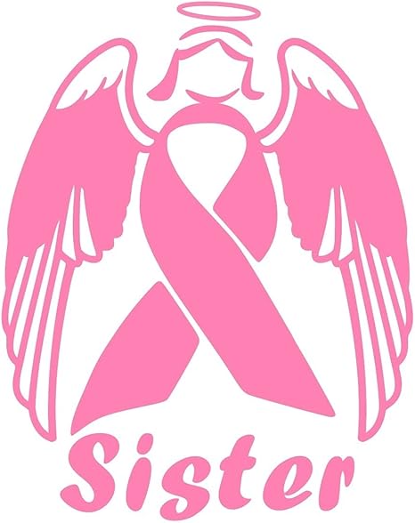 Pnk Sister Angel Cancer Awareness Ribbon Decal Vinyl Sticker Graphics|UR Impressions|for Cars Trucks SUV Vans Motorhomes Motorcycles Walls Windows|Pink|5.5 X 4.3 inch|URI303-P - Cancer Car Accessories for men