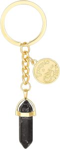 12 Zodiac Charm & Multi-color Hexagonal Healing Crystal Stone Keychain Birthday Gift - Scorpio Accessories for men