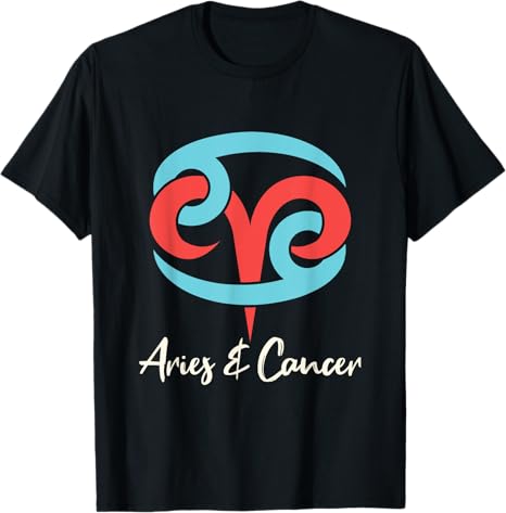 Aries and Cancer Couple Zodiac Relationship Horoscope T-Shirt - Aries T-Shirt for men