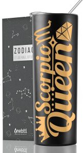 Onebttl Zodiac Gifts for Women, Best Friend Birthday Gifts for Her, 20oz Stainless Steel Tumbler, Printed Logo Black, Scorpio - Scorpio Products for men