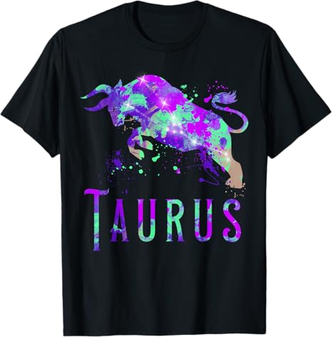 Watercolor Taurus Symbol Zodiac Sign Astrology Horoscope T-Shirt - Taurus Products for men