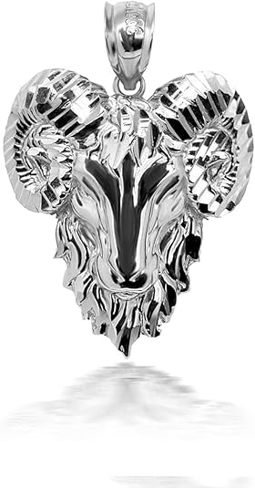 Certified 925 Sterling Silver Aries Zodiac Sign Ram Head Necklace Pendant - Aries Necklace for men