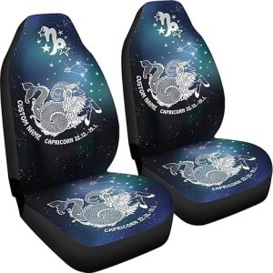 Personalized Capricorn Car Seat Covers, Capricorn Zodiac Car Front Seat Covers (Set of 2) - Custom Car Seat Protector (Without Custom Name) - Aquarius Car Seat Cover for men