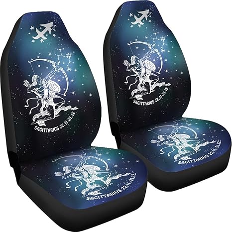 Personalized Sagittarius Car Seat Covers, Sagittarius Zodiac Car Front Seat Covers (Set of 2) - Custom Car Seat Protector (Without Custom Name) - Aquarius Car Seat Cover for men