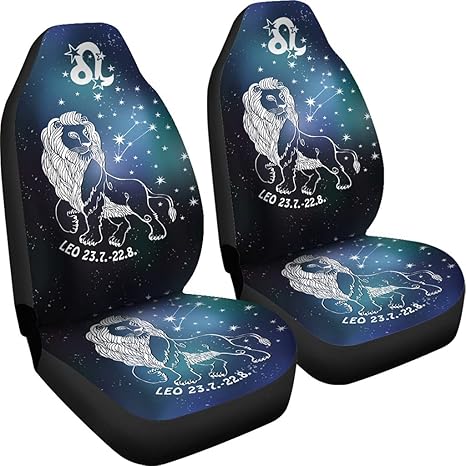 Personalized Leo Car Seat Covers, Leo Zodiac Car Front Seat Covers (Set of 2) - Custom Car Seat Protector (Without Custom Name) - Aquarius Car Seat Cover for men