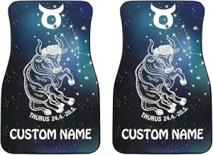 Taurus Zodiac Cars Floor Mats, Taurus Star Sign Car Mats, Taurus Horoscope Mats (with Custom Name, Set of 2) - Virgo Car Floor Mat for men