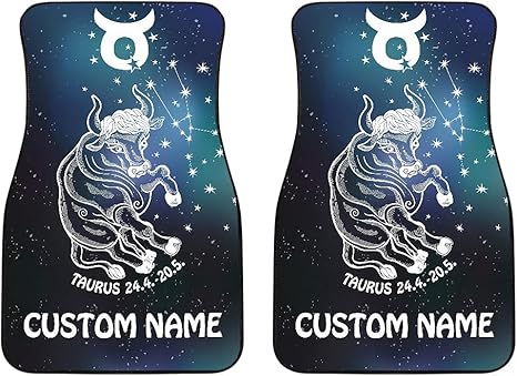 Taurus Zodiac Cars Floor Mats, Taurus Star Sign Car Mats, Taurus Horoscope Mats (with Custom Name, Set of 2) - Virgo Car Floor Mat for men