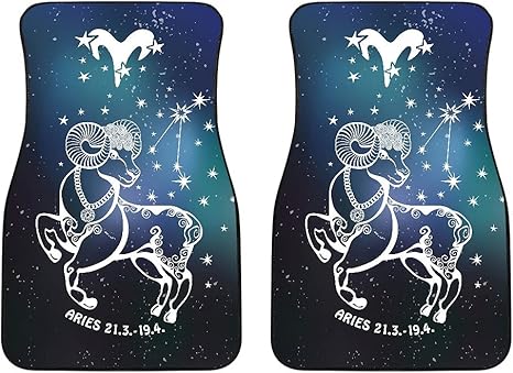 Aries Zodiac Cars Floor Mats, Aries Star Sign Car Mats, Aries Horoscope Mats (Without Custom Name, Set of 2) - Aries Car Floor Mat for men