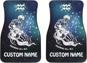 Aquarius Zodiac Cars Floor Mats, Aquarius Star Sign Car Mats, Aquarius Horoscope Mats (Set of 2, with Custom Name) - Virgo Car Floor Mat for men