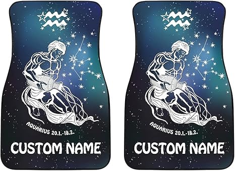 Aquarius Zodiac Cars Floor Mats, Aquarius Star Sign Car Mats, Aquarius Horoscope Mats (Set of 2, with Custom Name) - Virgo Car Floor Mat for men