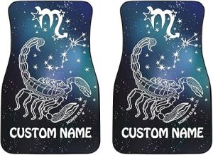 Scorpio Zodiac Cars Floor Mats, Scorpio Star Sign Car Mats, Scorpio Horoscope Mats (with Custom Name, Set of 2) - Virgo Car Floor Mat for men