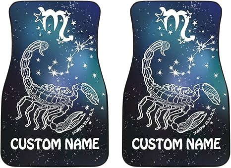 Scorpio Zodiac Cars Floor Mats, Scorpio Star Sign Car Mats, Scorpio Horoscope Mats (with Custom Name, Set of 2) - Virgo Car Floor Mat for men