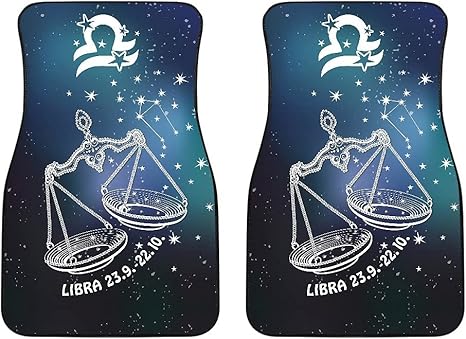Libra Zodiac Cars Floor Mats, Libra Star Sign Car Mats, Libra Horoscope Mats (Without Custom Name, Set of 2) - Aries Car Floor Mat for men